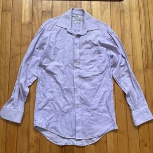 BALMAIN PARIS Mens Dress Shirt Lavender Herringbone Cotton Size S 14.5 32/33